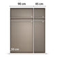 A closet or wardrobe interior shown from the front without doors with dimension labels: 90 cm across the top, 45 cm on the right, and 50 cm height on the lower left, on a white background.