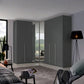 Rauch Alabama Decor Metallic Grey colour Corner Wardrobe with 2 Door & 3 Door Combination, Corner unit has Mirror front