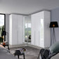 Shop the Rauch Alabama White High Gloss Corner Wardrobe with mirrored corner doors, multiple carcase colours, two height options and a 10-year guarantee.