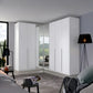Rauch Alabama Decor White  colour Corner Wardrobe with 2 Door & 3 Door Combination, Corner unit has Mirror front