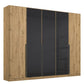 Artemis Oak & Basalt Glass 5 Door Hinged Wardrobe Width 226cm 