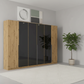 Artemis Oak & Champagne Glass 6 Door Hinged Wardrobe - 271cm