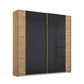 Artemis Oak & Champagne Glass 2 Door Sliding Wardrobe
