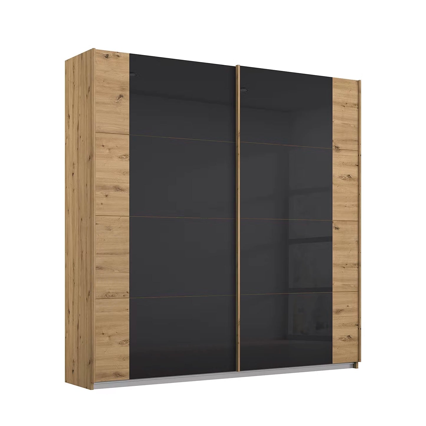 Artemis Oak & Champagne Glass 2 Door Sliding Wardrobe