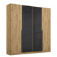 Artemis Oak & Basalt Glass 4 Door Hinged Wardrobe by Rauch