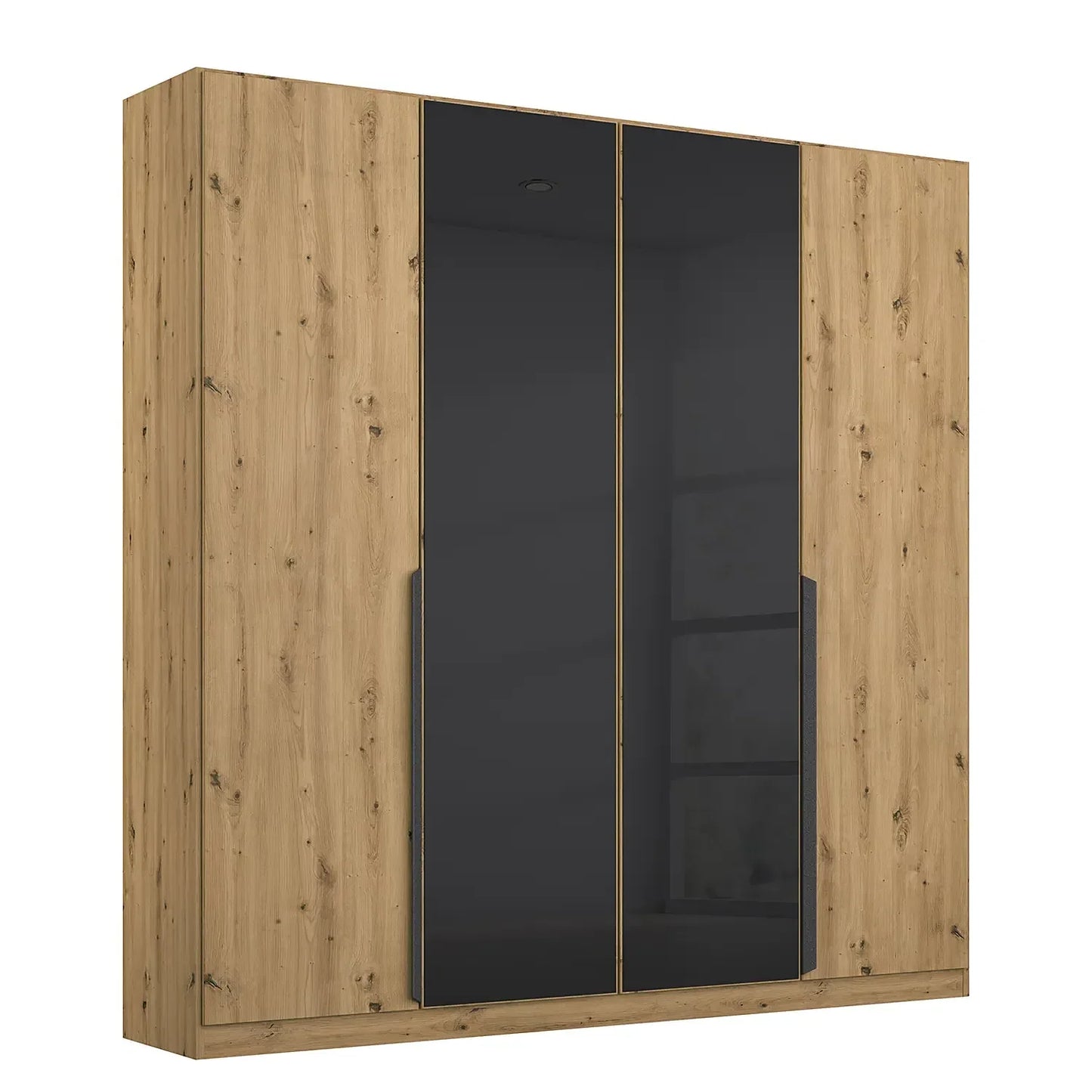 Artemis Oak & Basalt Glass 4 Door Hinged Wardrobe by Rauch
