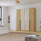 Rauch Artemis Oak & Champagne Glass 4 Door Hinged Wardrobe