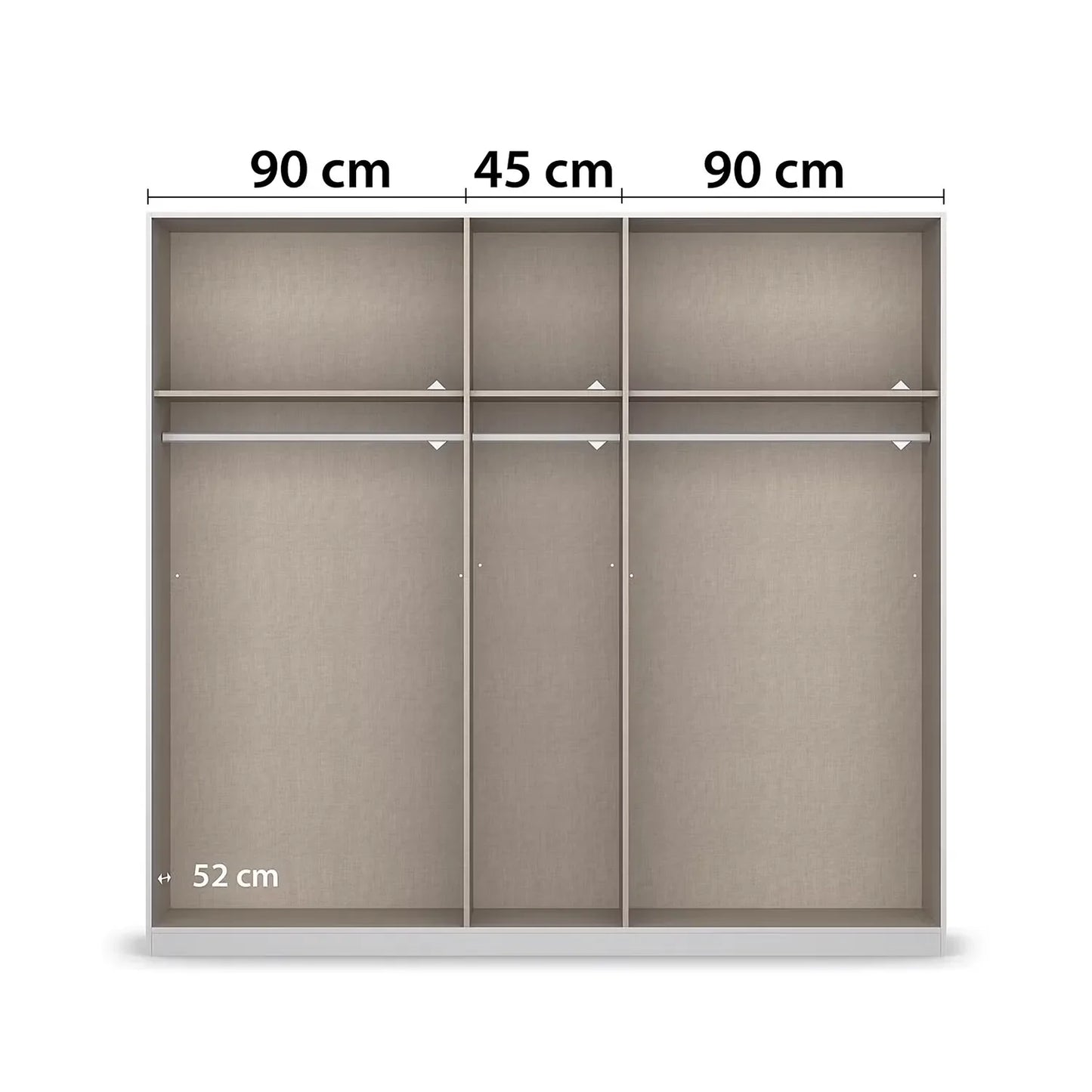 Artemis Oak & Champagne Glass 5 Door Hinged Wardrobe - Internal Compartment