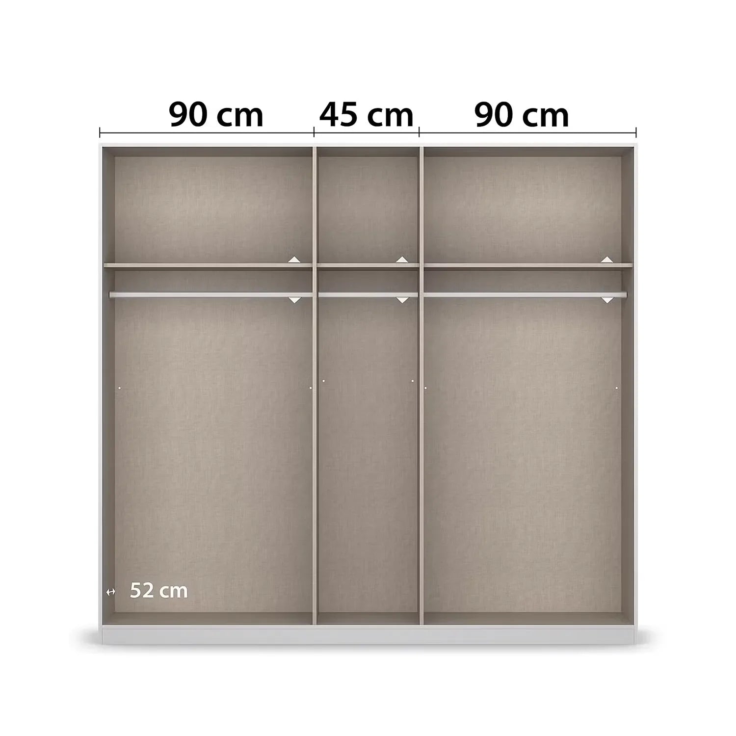 Artemis Oak & Champagne Glass 5 Door Hinged Wardrobe - Internal Compartment