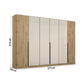 Artemis Oak & Champagne Glass 6 Door Hinged Wardrobe - 271cm - Pendle Village Furniture