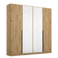 Rauch Artemis Oak & White Glass 4 Door Hinged Wardrobe