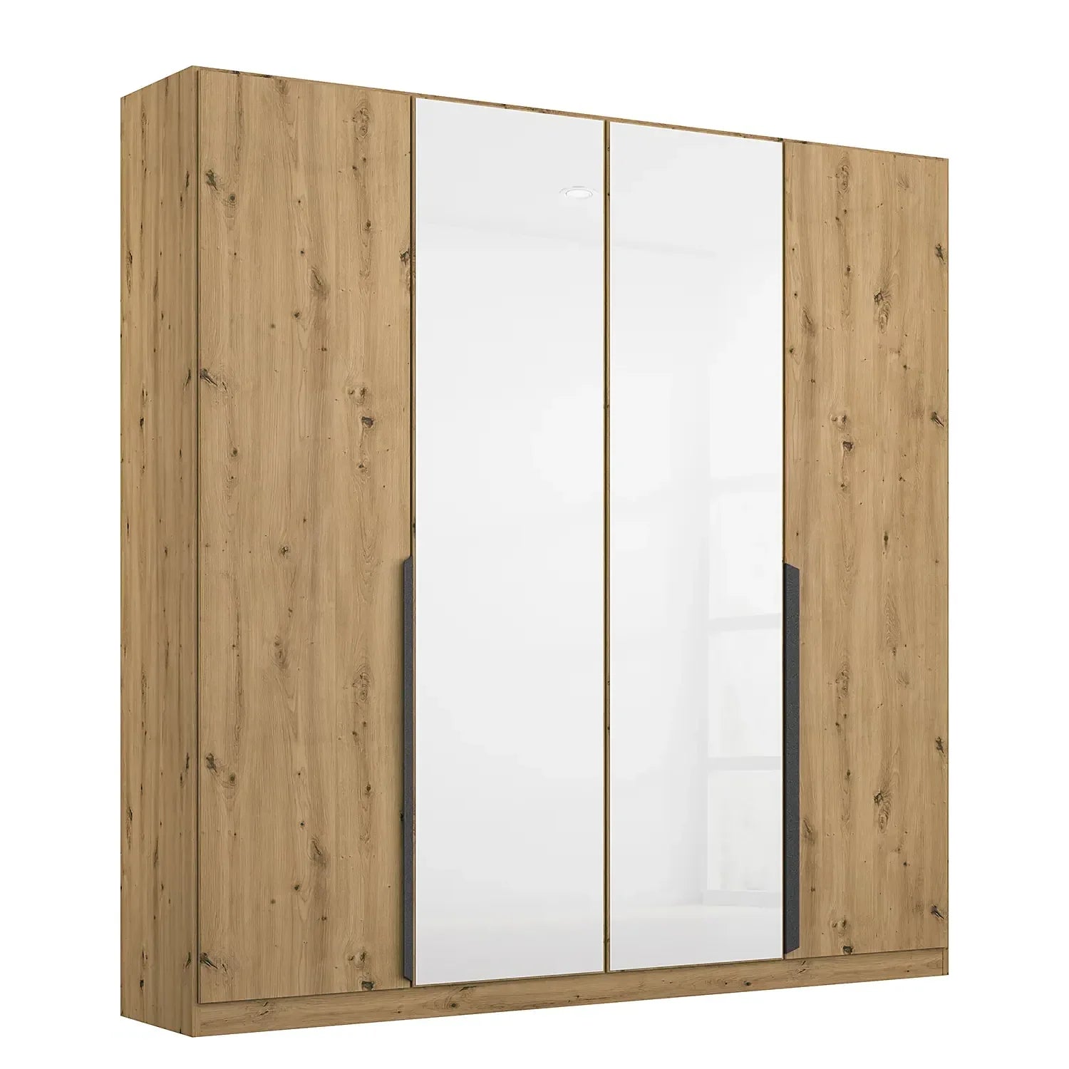 Rauch Artemis Oak & White Glass 4 Door Hinged Wardrobe
