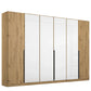 Artemis Oak & Champagne Glass 6 Door Hinged Wardrobe - 271cm - Pendle Village Furniture