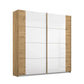 Artemis Oak & Champagne Glass 2 Door Sliding Wardrobe