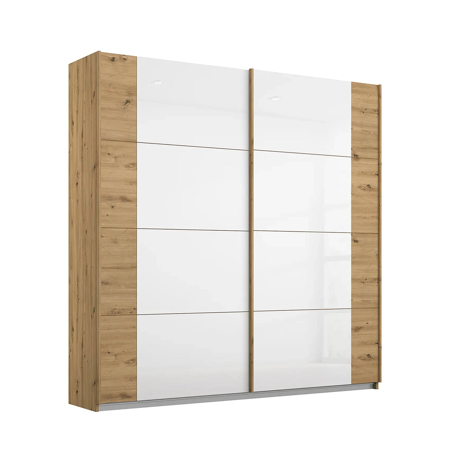 Artemis Oak & Champagne Glass 2 Door Sliding Wardrobe