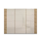 Artemis Oak & Champagne Glass 3 Door Sliding Wardrobe - W271cm - Pendle Village Furniture