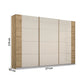 Artemis Oak & Champagne Glass 3 Door Sliding Wardrobe - W271cm - Pendle Village Furniture