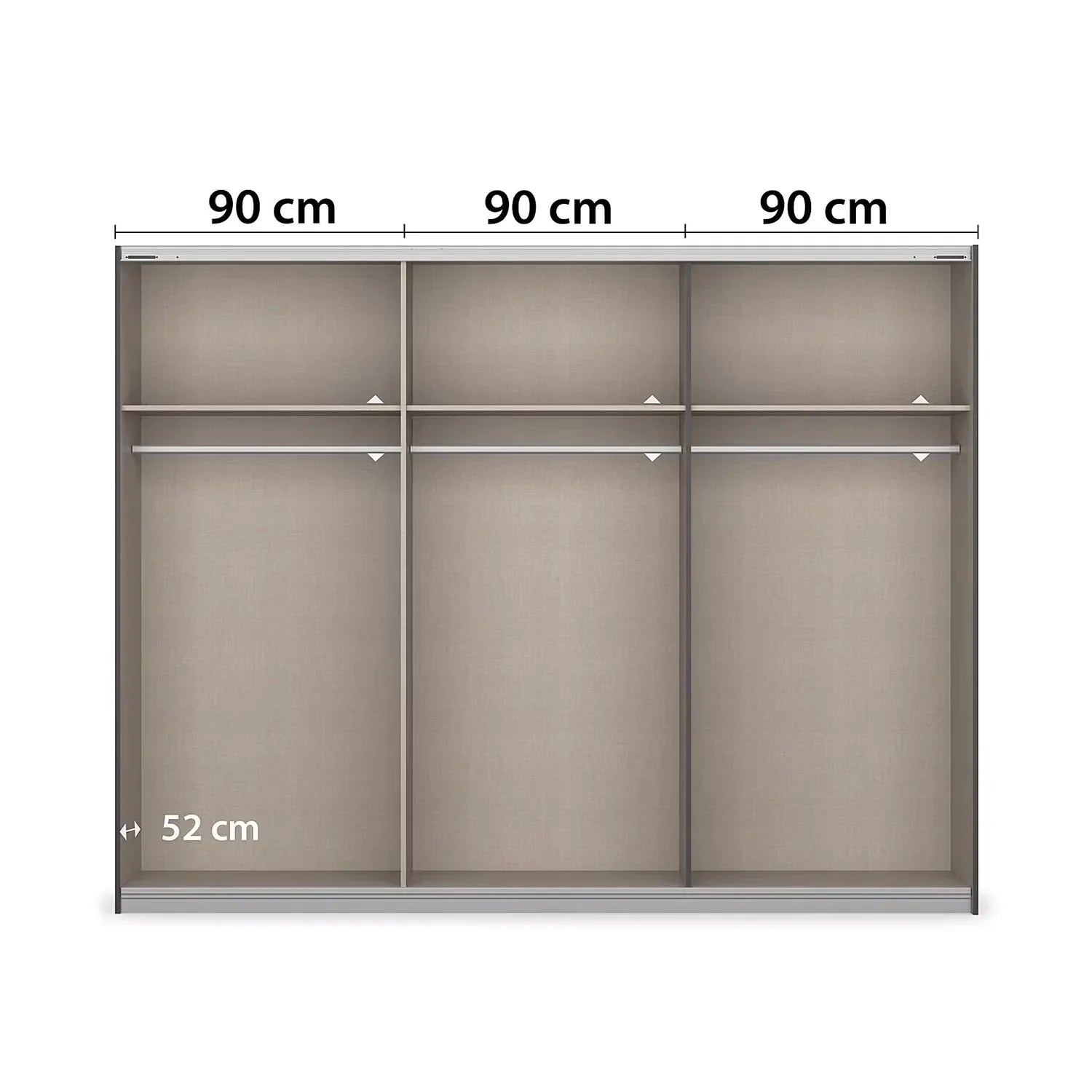 Artemis Oak & Champagne Glass 3 Door Sliding Wardrobe - W271cm - Pendle Village Furniture