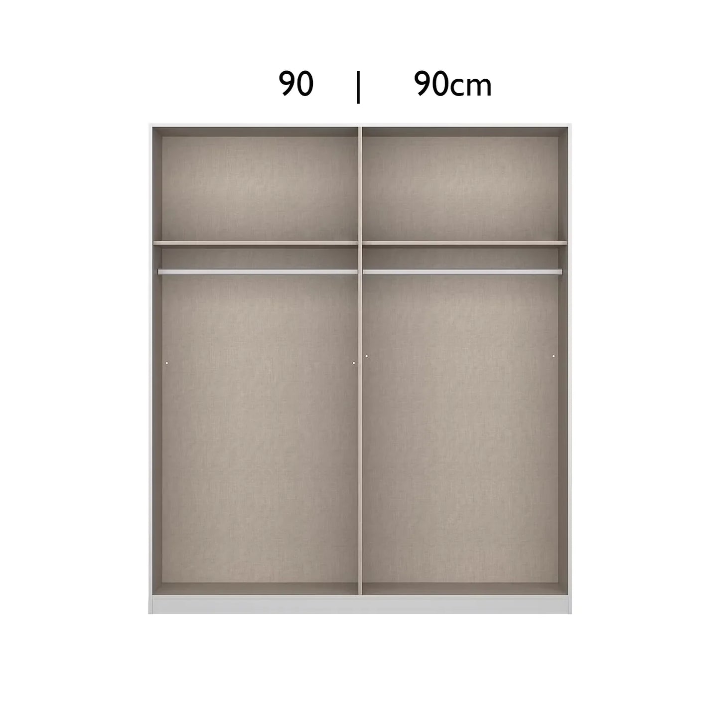 Rauch Mosbach White Glass Sliding Door Wardrobe - W181cm - Interior view with Dimensions