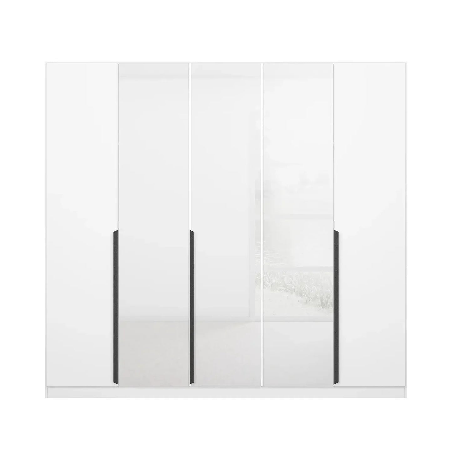 Artemis 5 Door Hinged Glass Front Wardrobe - 226cm 