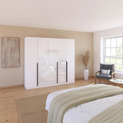 Rauch Artemis 5 Door Hinged Wardrobe  with Long Black Handles