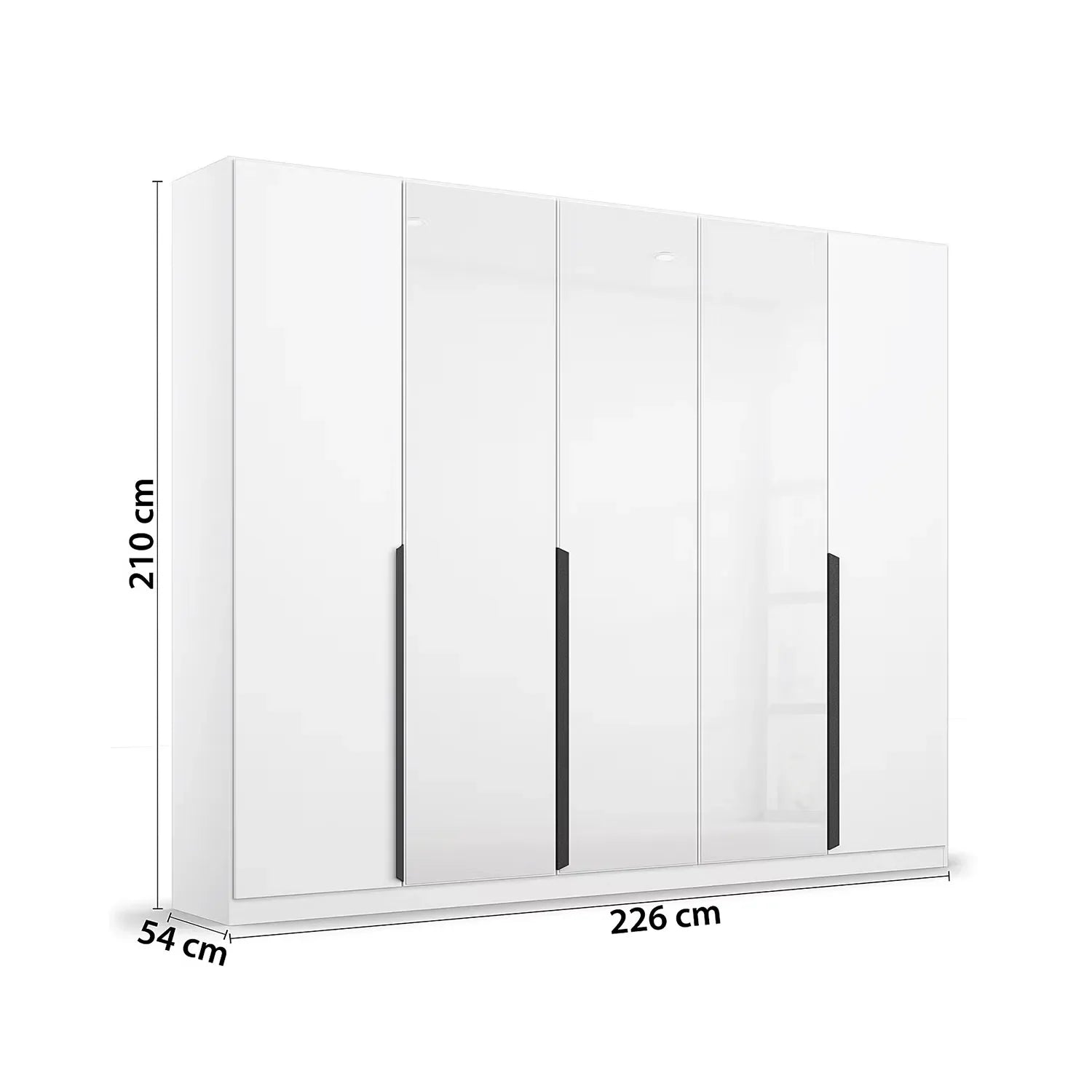 White wardrobe with dimensions labeled on a white background