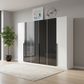 Artemis White and Basalt Glass 6 Door Hinged Wardrobe - 271cm 
