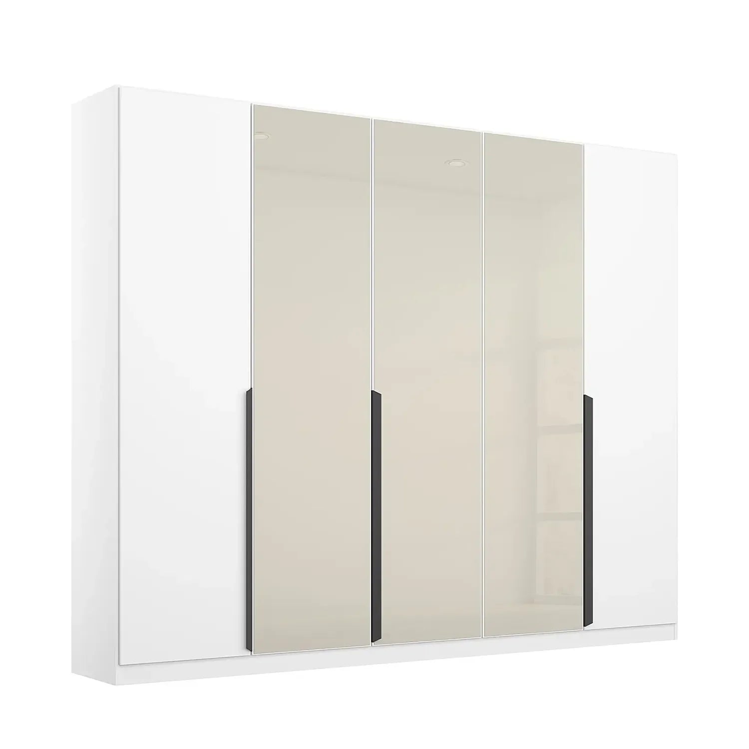 Artemis 5 Door Hinged Wardrobe with Champagne Glass Front