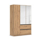 Rauch Cara Artisan Oak 3 Door Mirrored Wardrobe with Drawers 136cm