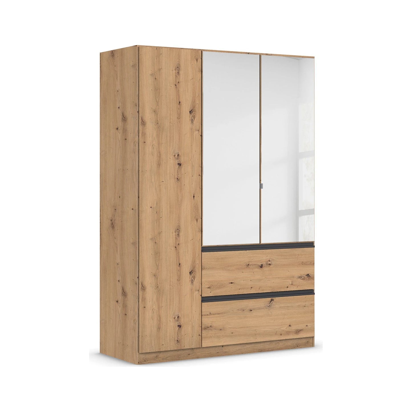Rauch Cara Artisan Oak 3 Door Mirrored Wardrobe with Drawers 136cm