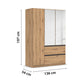 Rauch Cara Artisan Oak 3 Door Mirrored Wardrobe with Drawers 136cm