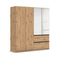 Rauch Cara Artisan Oak 4 Door Mirrored Wardrobe with Drawers 181cm