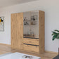 Rauch Cara Artisan Oak 4 Door Mirrored Wardrobe with Drawers 181cm