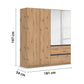 Rauch Cara Artisan Oak 4 Door Mirrored Wardrobe with Drawers 181cm