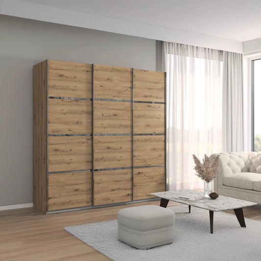 Aurich Artisan Oak Sliding Door Wardrobe - W203cm