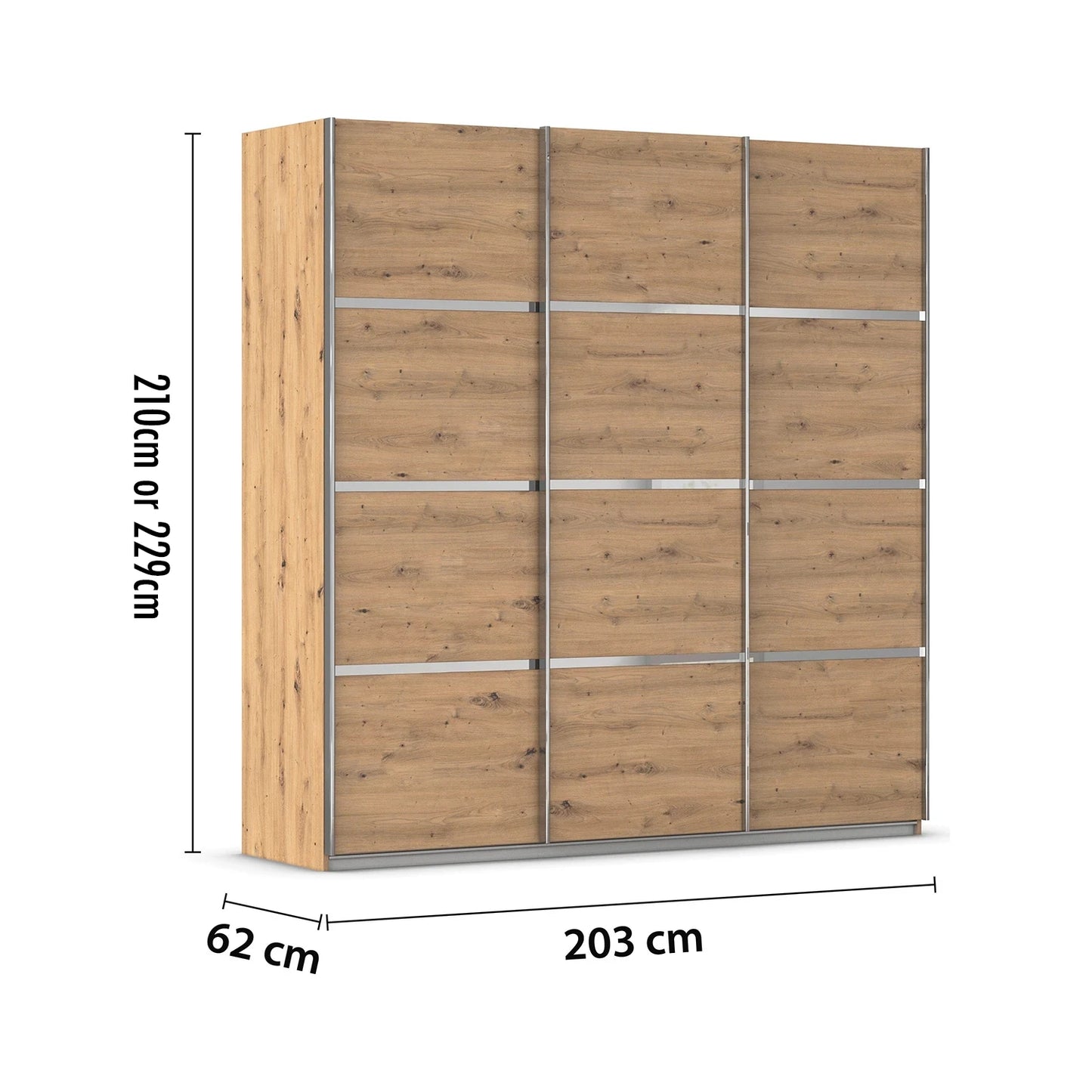 Aurich Artisan Oak Sliding Door Wardrobe - W203cm