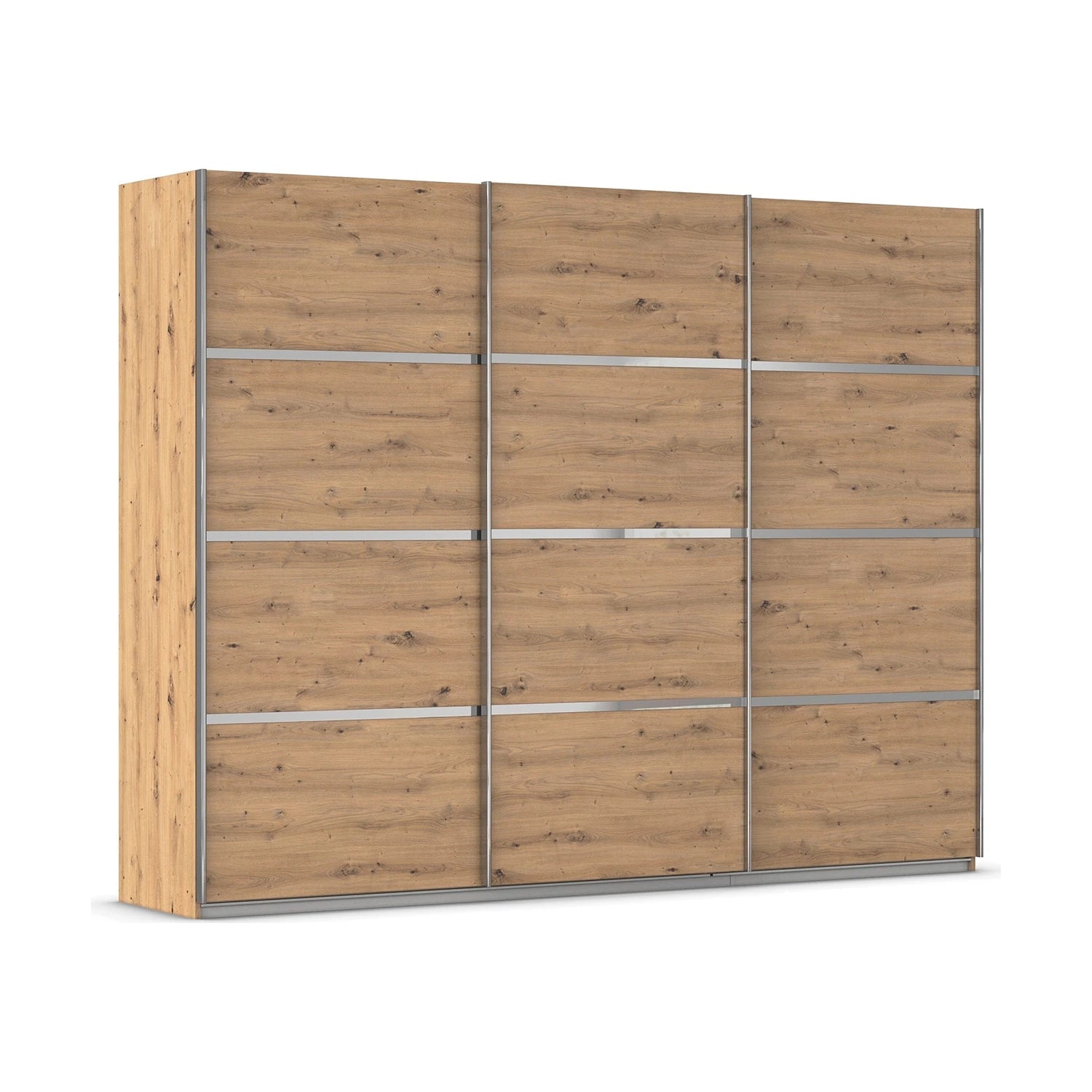 Wooden wardrobe with sliding doors on a white background