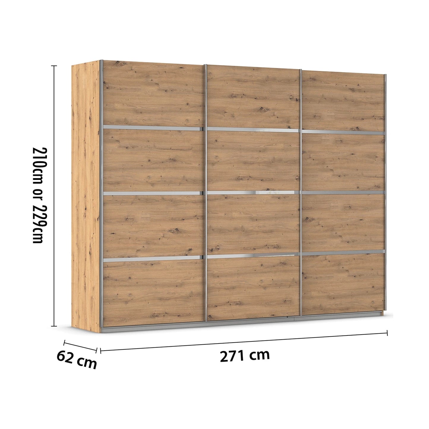 Aurich Artisan Oak Sliding Door Wardrobe - W271cm