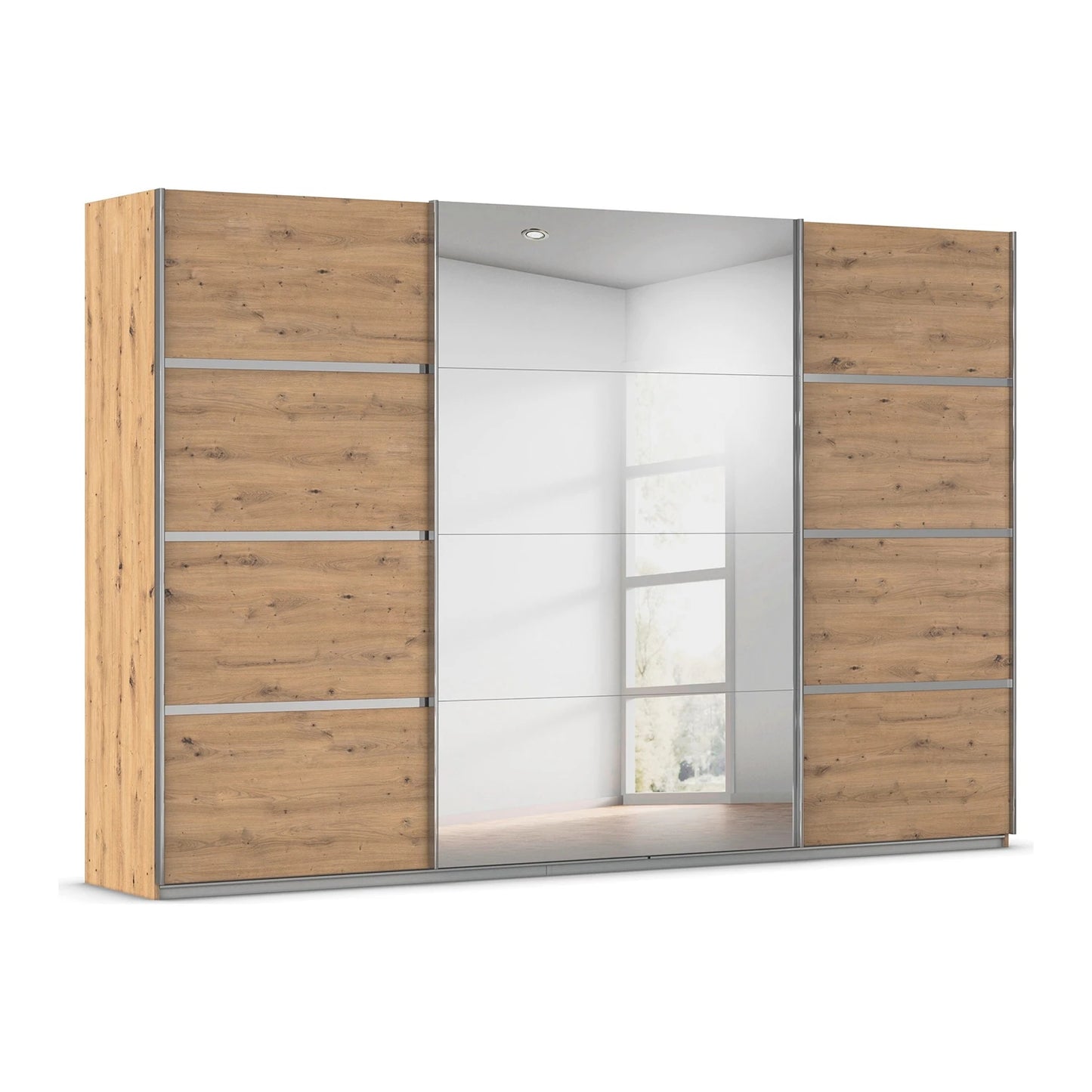 Aurich Artisan Oak Sliding Door Wardrobe with Mirror - W315cm