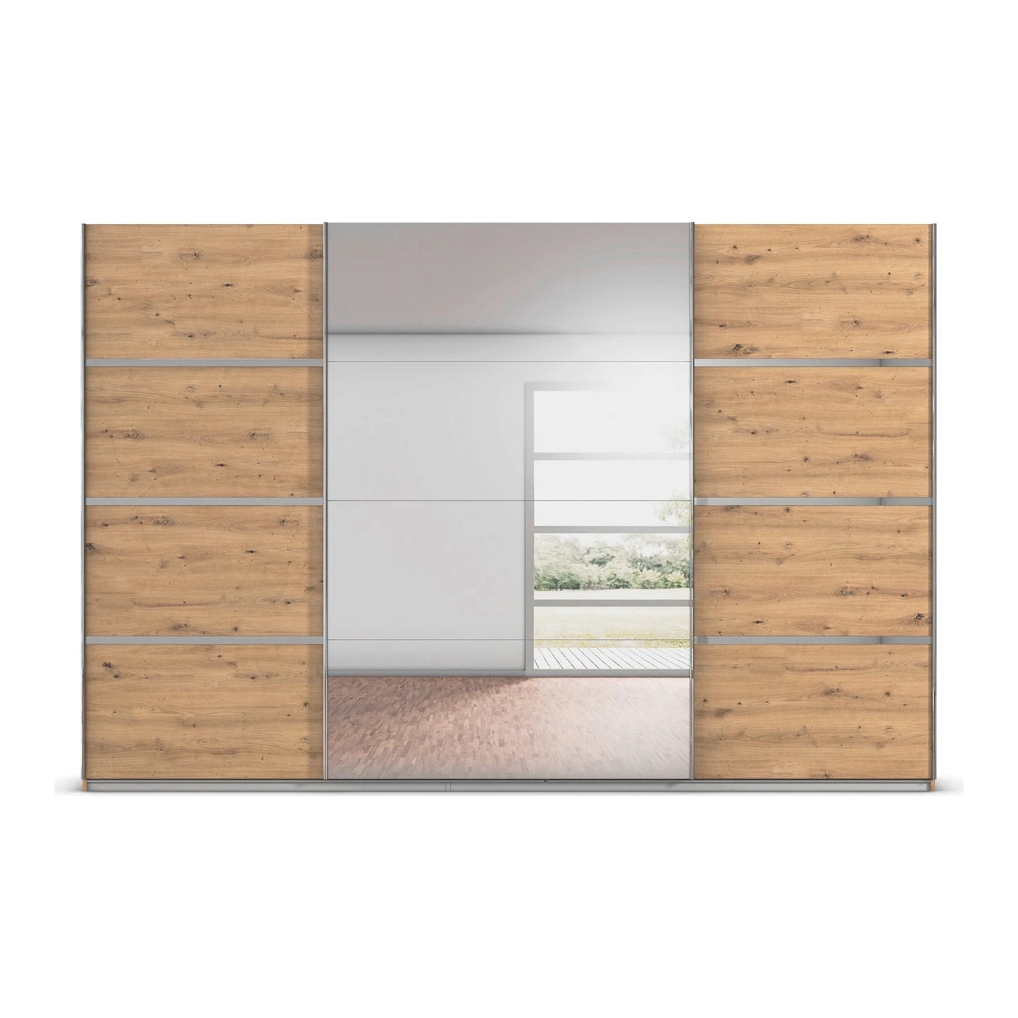 Aurich Artisan Oak Sliding Door Wardrobe with Mirror - W315cm