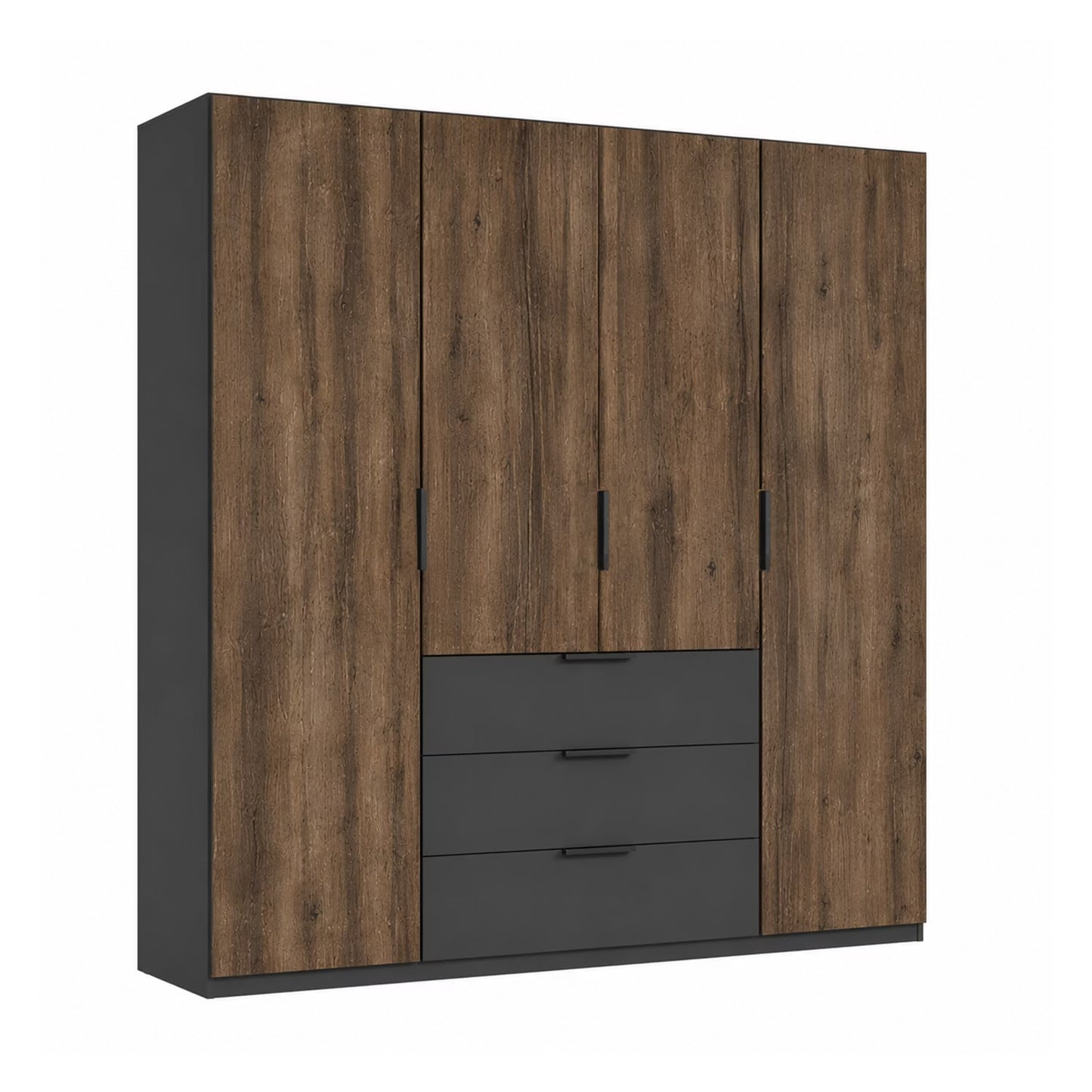 Rauch Atlantic Oak 4 Door Hinged Wardrobe with Drawers - W201cm