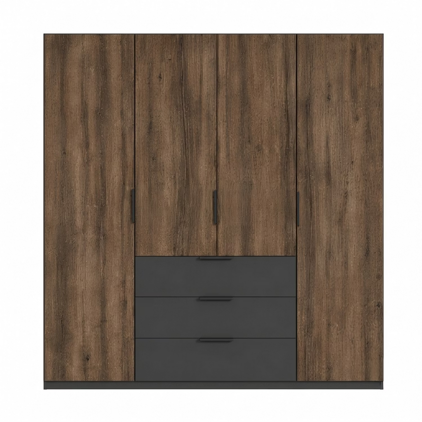 Rauch Atlantic Oak 4 Door Hinged Wardrobe with Drawers - W201cm