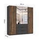 Rauch Atlantic Oak 4 Door Hinged Wardrobe with Drawers - W201cm