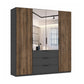 Rauch Atlantic Oak 4 Door Hinged Wardrobe with Drawers - W201cm