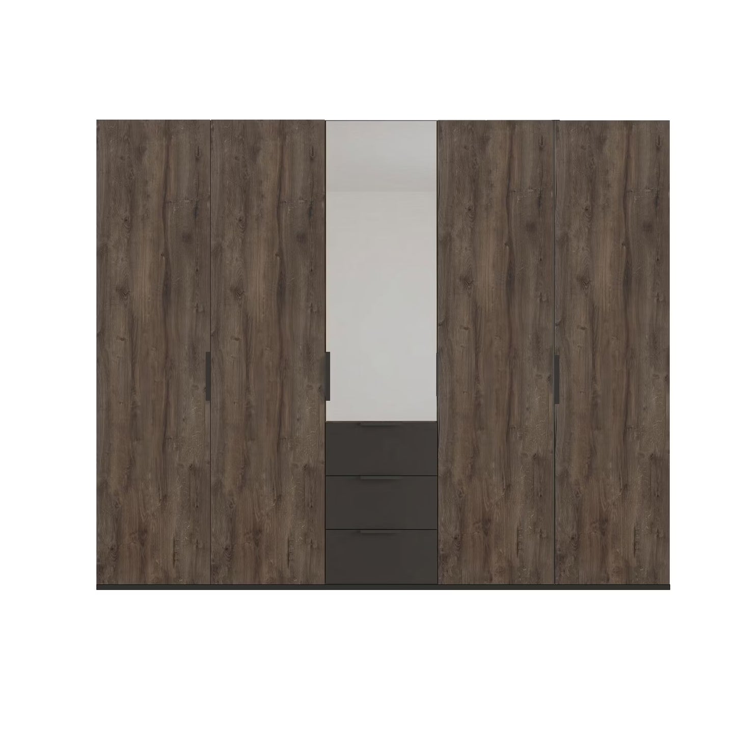 German Made Rauch Atlantic Oak 5 Door Wardrobe with Exterior Drawers