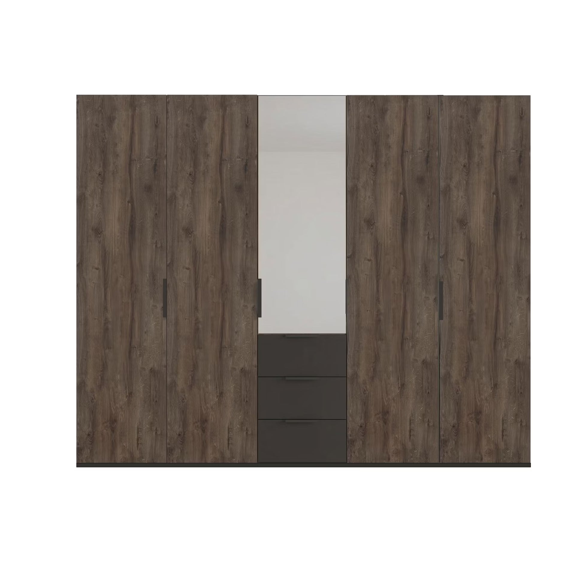 German Made Rauch Atlantic Oak 5 Door Wardrobe with Exterior Drawers