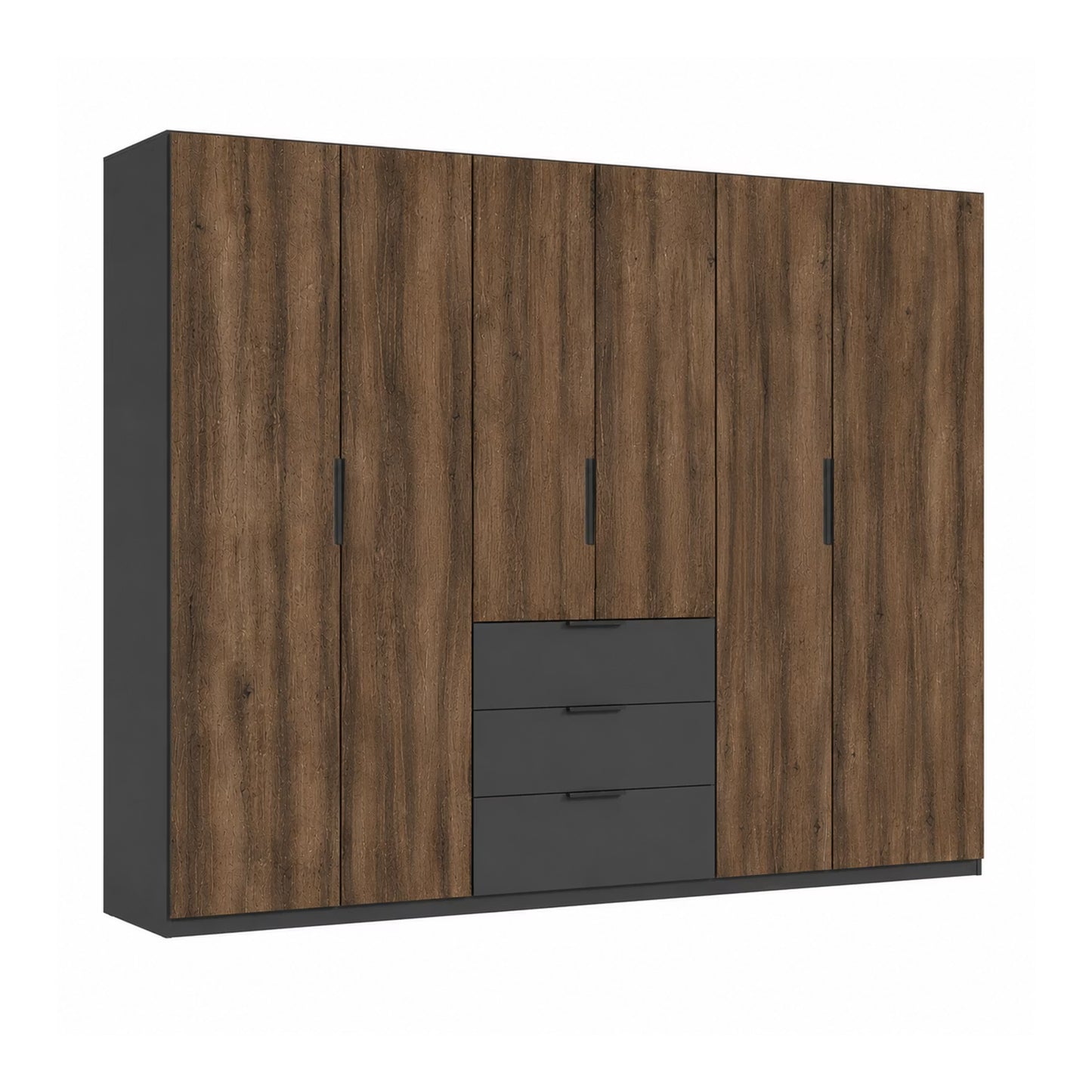 Rauch Atlantic Oak 6 Door Hinged Wardrobe with Drawers - W301CM