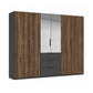 Rauch Atlantic Oak 6 Door Hinged Wardrobe with Drawers - W301CM