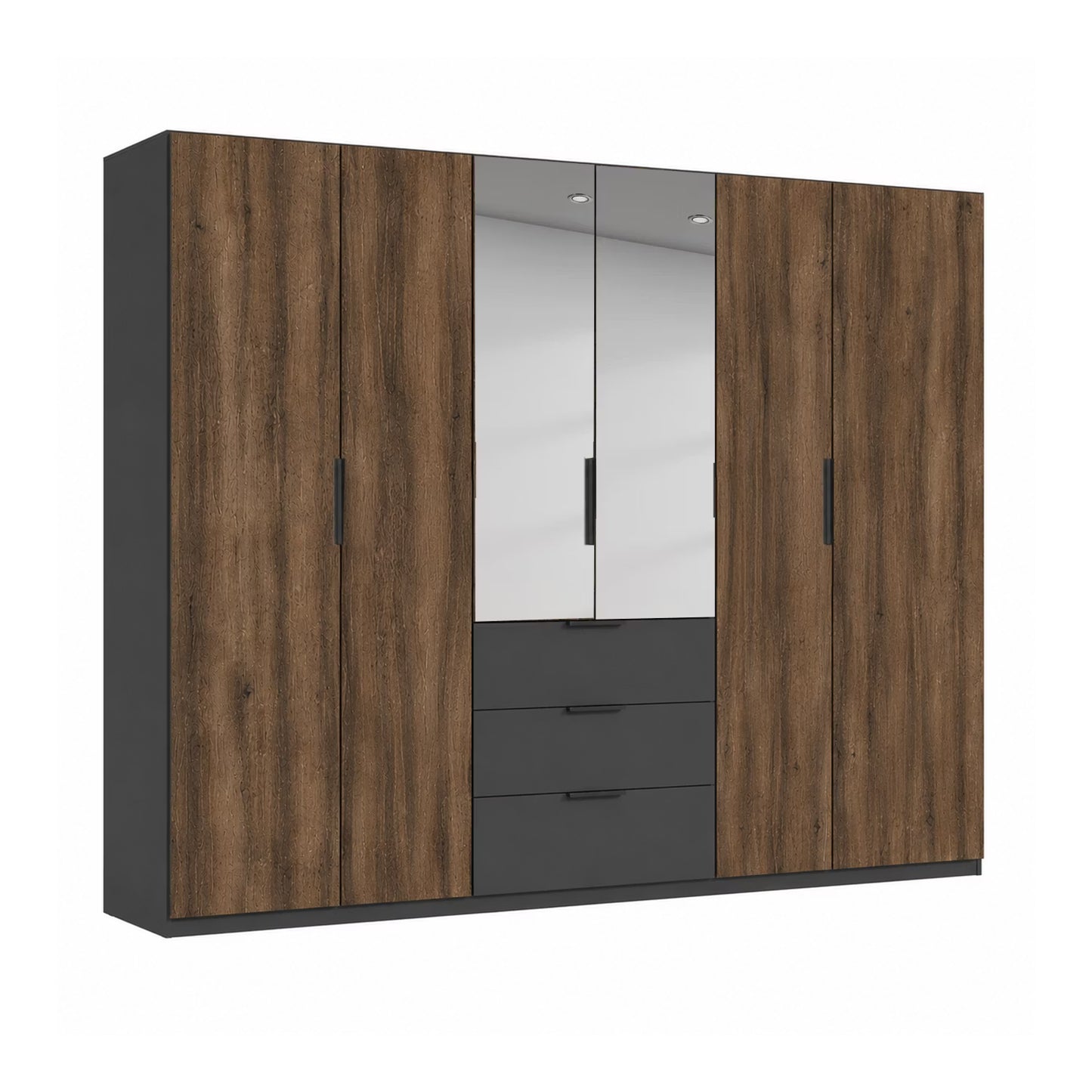 Rauch Atlantic Oak 6 Door Hinged Wardrobe with Drawers - W301CM