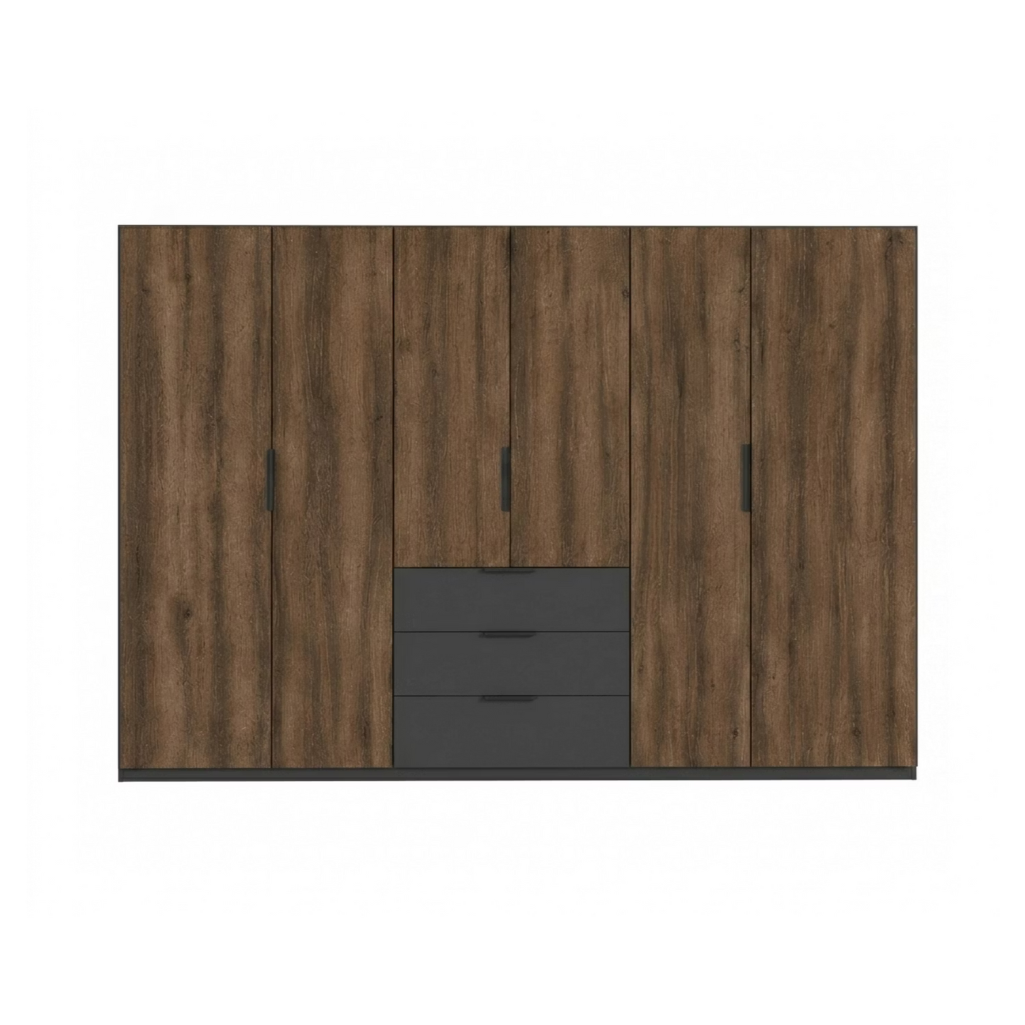 Rauch Atlantic Oak 6 Door Hinged Wardrobe with Drawers - W301CM